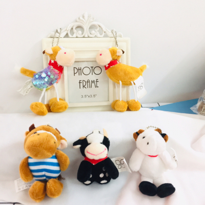 Foreign Trade Tail Single Cow Plush Pendant Cow Keychain Cartoon Cow Russian Cow Backpack Doll Pendant