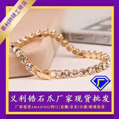 [Competitive Factory] Fashion Ol Women's Bracelet 3mm over Rhinestone-Encrusted Handmade Chain Gold Plated Bracelet Chain for Women