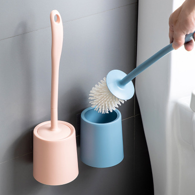Nordic Bathroom Punch-Free Wall-Mounted Toilet Brush Dual-Use Hollow Drain Cleaning Brush Soft Glue Bruch Head Floor Toilet Brush
