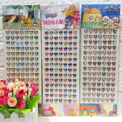 99 Acrylic Creative Diamond Sticker Cartoon Heart-Shaped Mobile Phone Gift Box Stickers Children DIY Creative Stickers