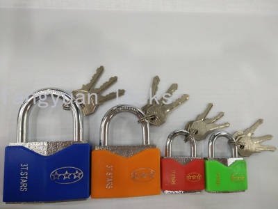 3T. Stars rhombic semi clad plastic shell lock iron padlock warehouse lock wooden door lock padlock