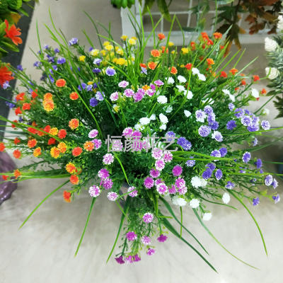 Spring Grass Starry Artificial Flower Artificial Flowers Fake Flower and Plastic Flower Artificial Water Grass Green Plant Indoor and Outdoor Landscape Fence