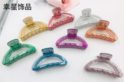 Onion Powder Sequins Plastic Claw Clip Shark Claw Back Head Hair Band Claw Hairpin Barrettes