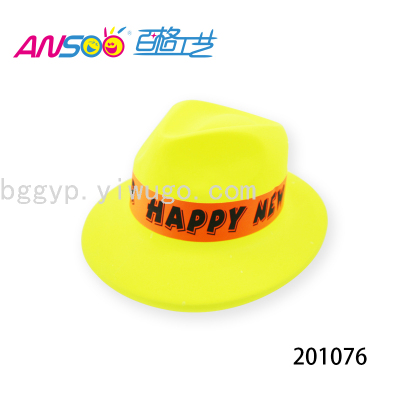 Yellow New Year Cap Fluorescent New Year Top Hat Happy New Year Plastic Cap