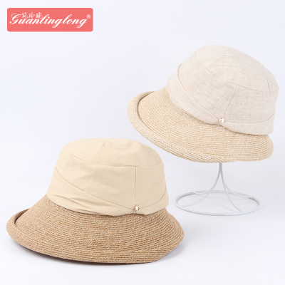 Hat Women's Summer New Korean Style Japanese Style Sun Protection Hat Breathable Big Brim Curling Bucket Hat UV Protection Sun Hat