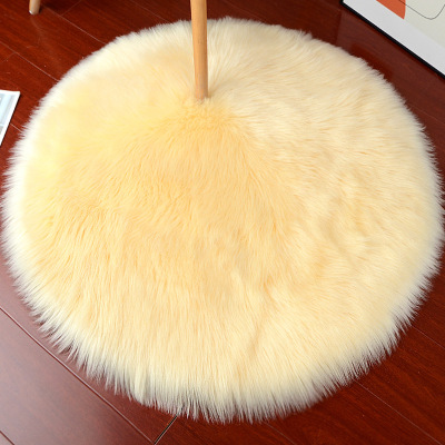 White Fur Cushion Wool-like Carpet Decorative Blanket Ins Chair Cushion round Cute Chair Cushion Seat Cushion Thickened