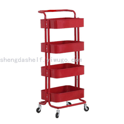 Plastic steel storage rack cart kitchen storage rack removable wheel finishing storage rack beauty salon cart