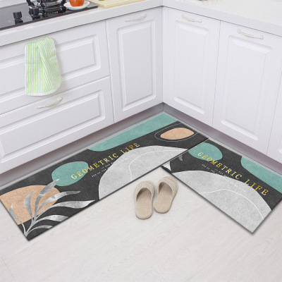 Nordic Ins Kitchen Leather Floor Mat Two-Piece Suit Scrub-Free Home Doormat and Foot Mat Bedside Long Rug Manufacturer
