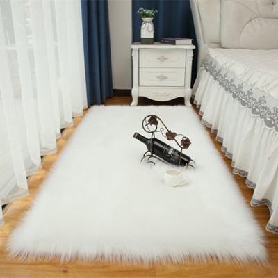 Manufacturers Supply Wool-like White Plush Carpet Floor Mat Bedroom Bedside Blanket Plush Carpet Support Customization