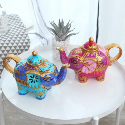 European and American Vintage Upscale Creative Hand Painting Animal Teapot Hand Painted Elephant Ceramic Cup