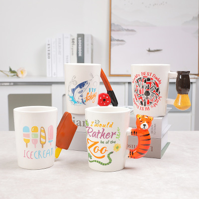 Creative Tiger Shape Mug Ice Cream Shape Ceramic Cup Custom Cartoon Ceramic Cup Office Cup