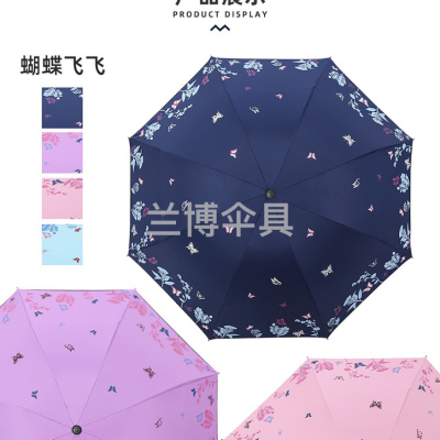 8-Strand Folding Vinyl UV UV UV Protection Pansy Rain Or Shine Dual-Use Umbrella Sunshade Umbrella Women's Umbrella