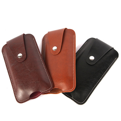 Cross-Border New PU Leather Mobile Phone Waist Bag Business Casual Men's Wearable Belt Vertical Wrist Hanging Wallet Custom Wholesale