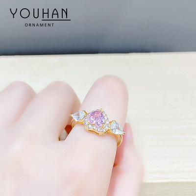 Peach Heart Japanese and Korean Affordable Luxury Fashion Ring Female Personality Ins Popular Net Red Special-Interest Design Index Finger Ring Open Lady