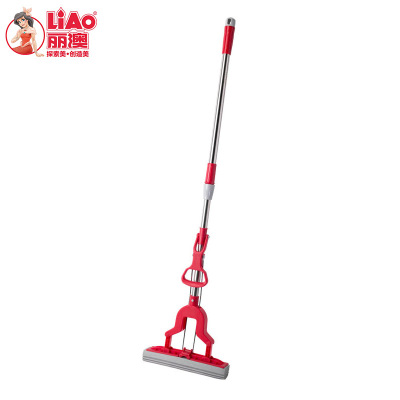 Liao 27 PVA Mop Stainless Steel Telescopic Rod Fold Squeeze Water Absorbent Magic Sponge Wholesale