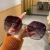 2021 New Xiaohongshu Large Frame Sun Glasses Women's Korean-Style Metal round Beads-Foot Fashion Sunglasses UV Protection