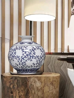 Jingdezhen Ceramics Blue and White Bone China Egg-Shell Porcelain Small Vase Flower Arrangement Modern Chinese Living Room Decorations Ornaments
