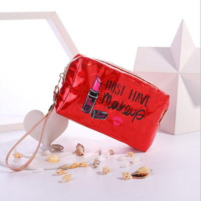 2021 Letters Lipstick Printed Cosmetic Bag Good Quality Handbag Laser Large Capacity Cosmetic Bag Customizable Logo