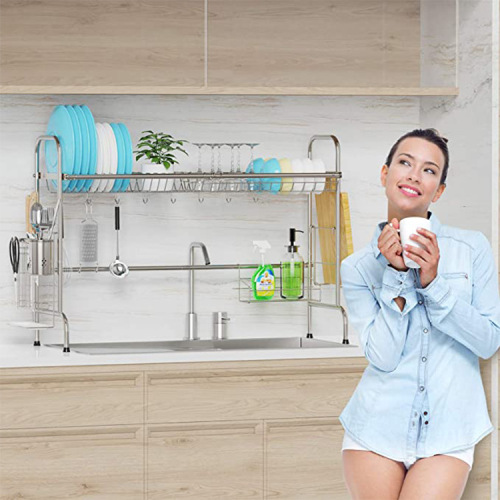 Single-Layer Stainless Steel 201 Desktop Rack Draining Bowl Rack Simple Kitchen Dish Rack Sink Rack