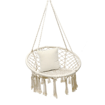 Factory Direct Sales Nordic Style Indoor Cotton String Woven Basket Tassel Swing Outdoor Net Red Bird's Nest Glider