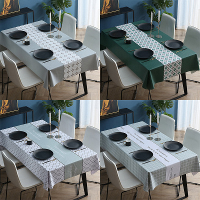 Waterproof Oil Free Disposable Tablecloth Nordic Style Dining Table Fabric Washable Rectangular PVC Tea Table Cloth Household Ins Student