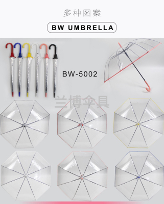 New Ins Automatic Poe Transparent and Creative Small Fresh Edge Umbrella Straight Umbrella Plastic Umbrella Custom Logo Umbrella