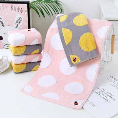 Yiwu Good Goods Children Towel Pure Cotton Baby Little Face Towel Jacquard Cartoon Embroidery Kindergarten Wholesale Face Cleaning Absorbent