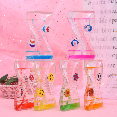 Windmill Double-Wheel Beauty Waist Oil Dripping Hourglass Creative Oil Leakage Hourglass Oil Leakage Gift Decorations Crafts Gift for School Opens