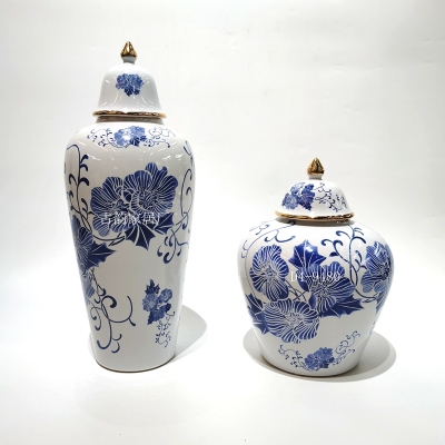 Spot Crafts Ceramic Decoration Creative Vase Drawing Real Gold High-End Soft Home Decoration Flower Holder