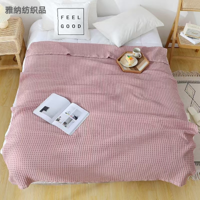 Yiwu Good Goods Pure Cotton Waffle Cover Blanket Student Dormitory Airable Cover Single Double Summer Nap Blanket Cover Blanket