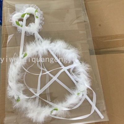 Children's Day Performance Props Angel Feather Garland Wreath Wreath Foam Peach Heart Magic Wand Gift Set