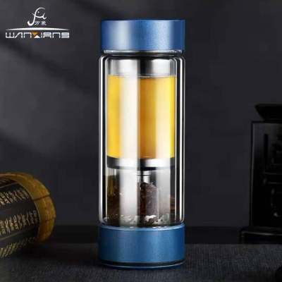 Vientiane Glass Double Layer Tea Water Separation Tea Cup Men's Business Gift Cup Large Capacity Vehicle-Borne Cup V158l