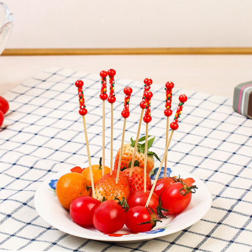 disposable flower stick colorful bamboo stick fruit stick creative fruit toothpick cocktail decorative stick fruit snack fork