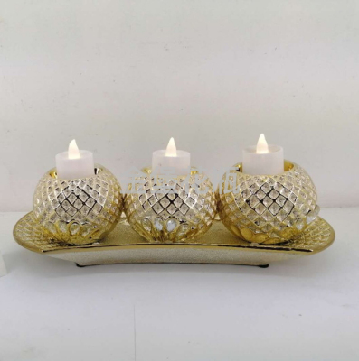 Ceramic Electroplating Candlestick Craft Decoration Table Candlestick Home Decorative Candlestick