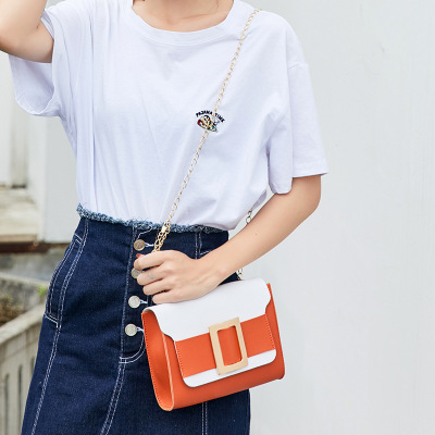 Fashion Color Contrast Hardware Small Square Bag 2021 Summer New Chain Mobile Phone Change Crossbody Handbag Women's Bag Delivery