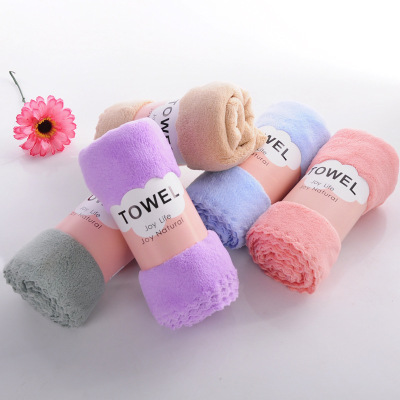 Coral Velvet Trimming Towel Plain Face Cloth Soft Absorbent Gift Couple General Lint-Free Towel