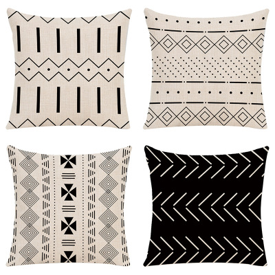 Amazon New Geometric Pattern Linen Pillow Cover Home Decoration Car Cushion Sofa Cushion Graphic Customization