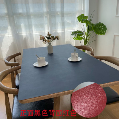 Tablecloth Waterproof and Oil-Proof Disposable Anti-Scald Double-Sided Leather Table Cloth Solid Color Leather Table Mat Custom Tea Table Cloth