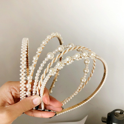 South Korea Dongdaemun Internet Celebrity Ins Style Headband Sweet Pearl Outing Headband Temperament New Hair Accessories for Fair Lady 2642