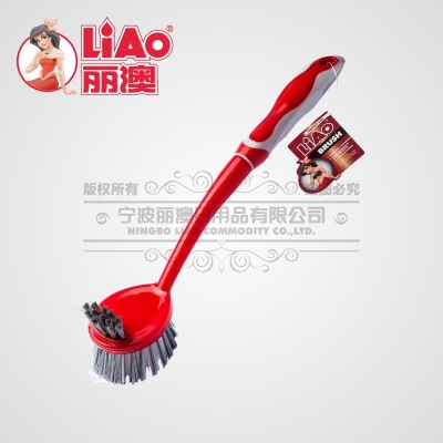 Liao Plastic Wok Brush Long Handle Two Sides Bristle Wok Brush Dishwashing Brush Gap Brushes Kitchen Multifunction Cleaning Brush