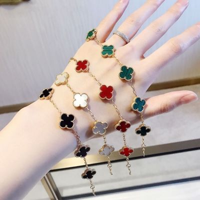 Korean Simple Personalized 18K Rose Gold Clover Bracelet Female Girlfriends Ins Niche Design Internet Celebrity Small Jewelry