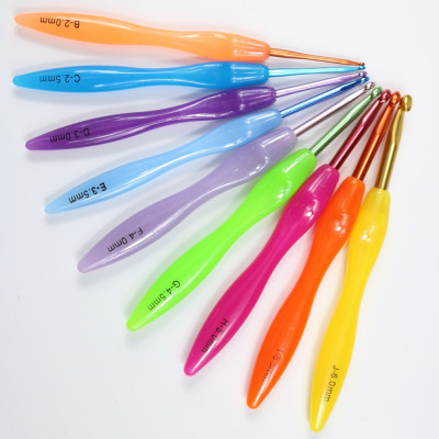 Sweater Crochet Needle Knitting Tools ABS Candy Color Plastic Handle Crochet 9 PCs a Set of Colored Alumina Crochet Hook Set