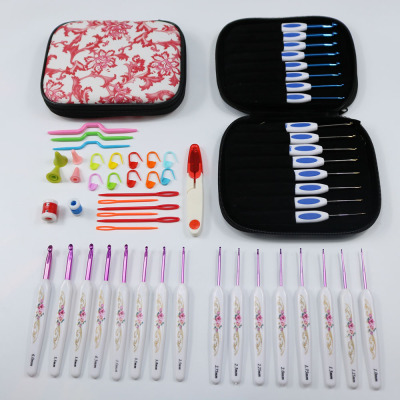 Amazon Weaving Tools Blue and White Porcelain Crochet Hook Set Chinese Style 16 Pieces Set with Accessories Crochet Hook Set