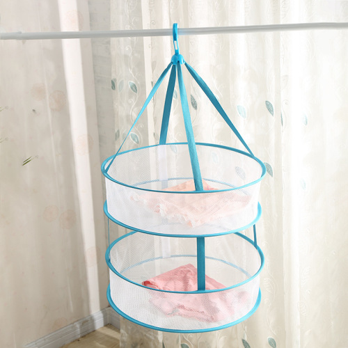 Laundry Basket Double Layer Tiled Clothes Hanger Underwear Hanging Network Dry Goods Air Clothes Blue Underwear Airing Socks Universal Net Pocket