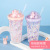 Tiktok Korean Style Micro Landscape Ice Cup Summer Cup with Straw Plastic Net Red Water Cup Cute Double Layer Gift Cup Wholesale