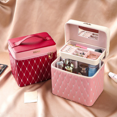 Portable Cosmetic Case Cosmetic Bag Internet Celebrity Large Capacity Ins Style Cosmetics Storage Box Travel Portable Storage Wholesale