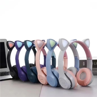 Y47m Cat Ear Bluetooth Headset Luminous Headphones Cheap Luminous P47 Cat Ear P47m Wireless Headset