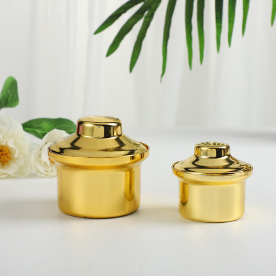 Factory Direct Supply Plastic Electroplating Golden Stew Jar Wedding Wedding Candies Box Gift Box Storage in Stock Wholesale