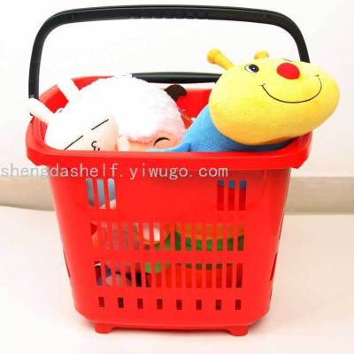 Shopping Basket Plastic supermarket shopping basket can be held in a hand and pulled rod plastic shopping basket