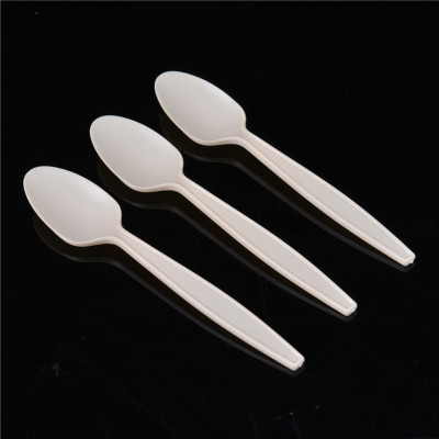 Disposable Spoon Environmentally Friendly Takeaway Spoon Degradable Knife, Fork and Spoon Corn Starch Dessert Fruit Salad Spoon